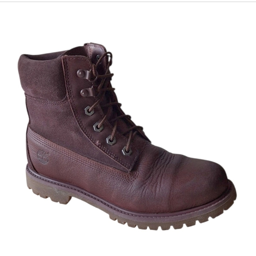 TIMBERLAND Earth Keepers Boots Burgundy Leather Suede Hiking Work Outdoors 7.5